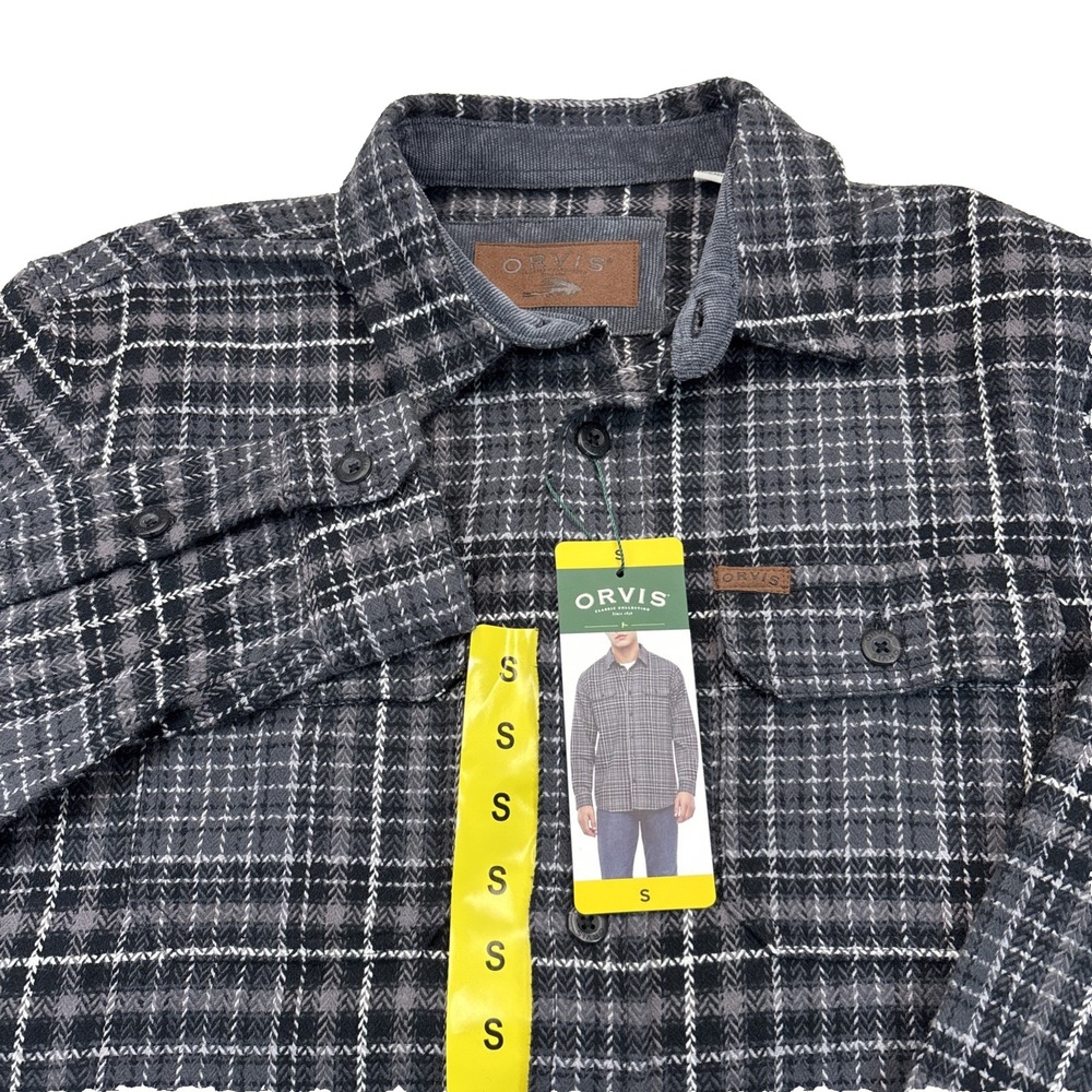 Orvis Classic Collection Flannel Shirt Mens Small Gray Plaid NWT Button Up